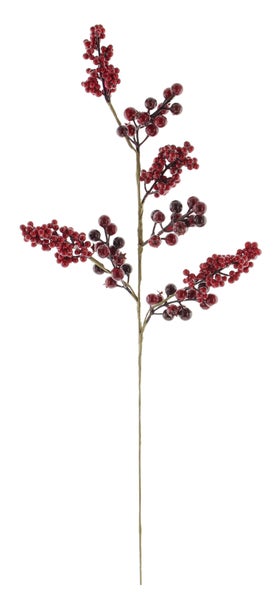 FRANK FLECHTWAREN | Deko-Zweig Rote Beeren, KUNSTSTOFF, METALL, Gesamtlänge 73 cm