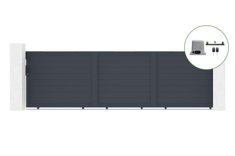 Schiebetor 5m EIGER H.140cm Aluminium + RANGER C300 Motorisierung
