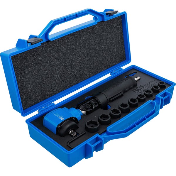 Druckluft-Schlagschrauber Set im blauen Werkzeugkoffer