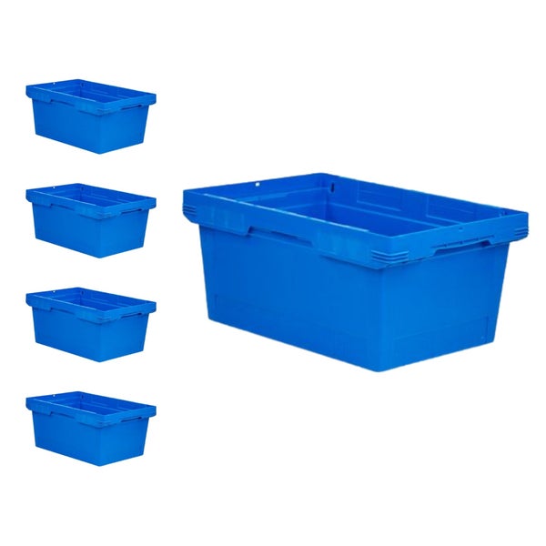 PROREGAL Mega Deal 5x Conical Mehrweg-Stapelbehälter Blau HxBxT 27,3 x 40 x 60cm 47 Liter Lagerbox  Eurobox  Transportbox  Transportbehälter