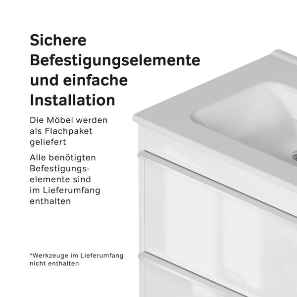 Waschtischunterschrank mit sicheren Befestigungselementen und einfacher Installation