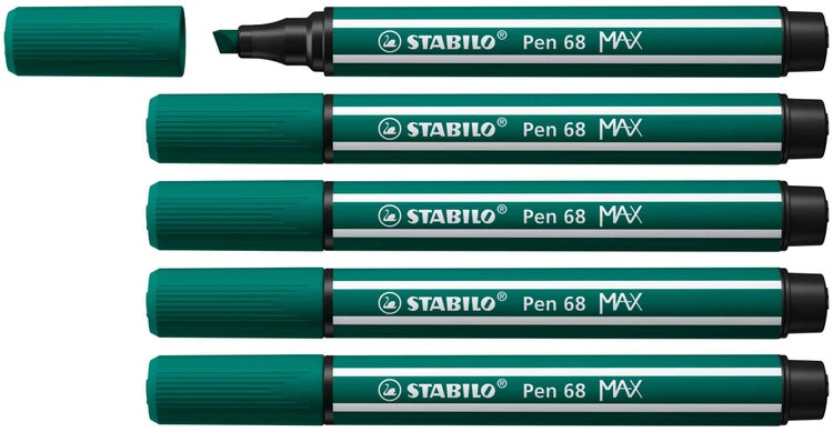 STABILO Filzstifte Pen 68 MAX, 5er Set, blaugrün