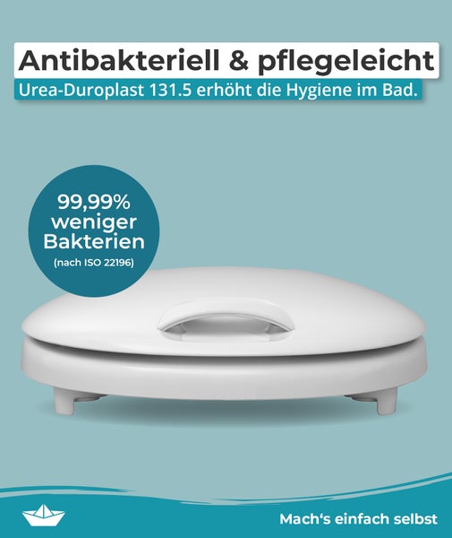 Calmwaters WC-Sitz erhöht, + 5 cm Erhöhung, stabiler Griff, Absenkautomatik, Made in EU, antibakteriell, univeral, oval, Duroplast, Toilettensitz