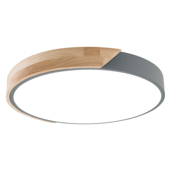 LED Deckenleuchte BORNEO, Ø 31 cm aus Metall und Kunststoff in Grau, integrierte LEDs, Beleuchtung für Wohnräume, Diele und Büro