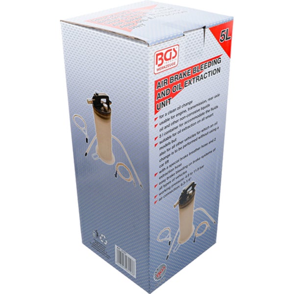 Verpackung der BGS Air Brake Bleeding and Oil Extraction Einheit mit 5 Liter Fassungsvermögen