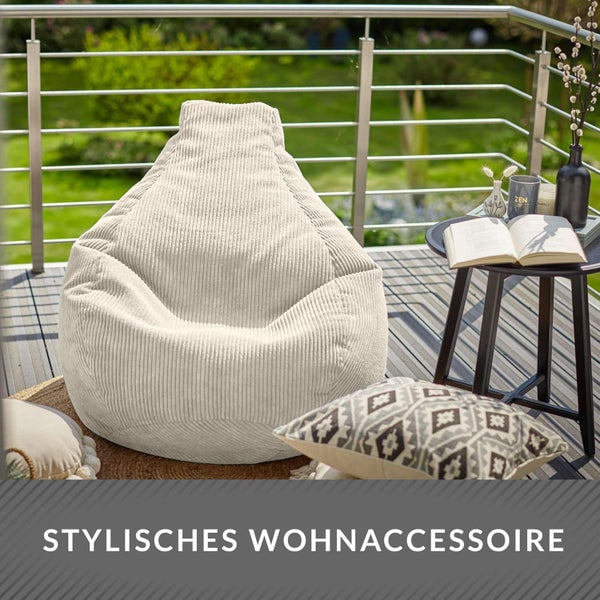 Cord Sitzsack mit den Maßen 90 mal 80 Zentimeter