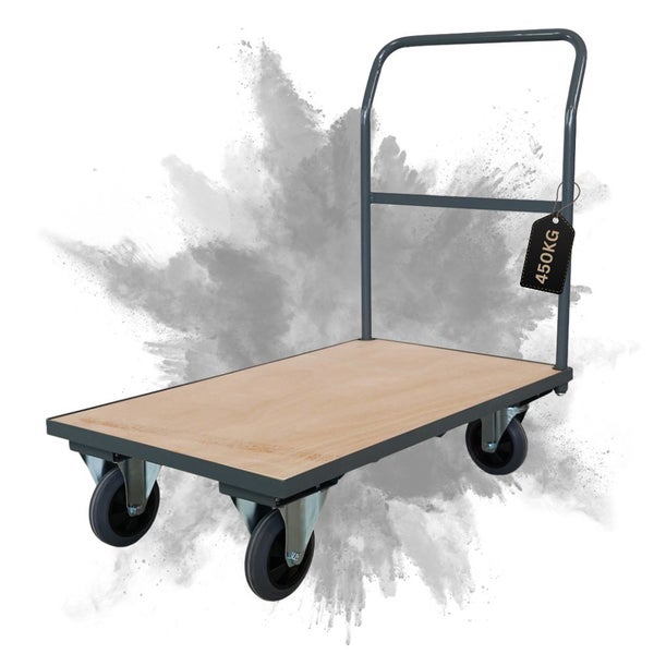 PROREGAL Profi Plattformwagen HxBxT 102x60x98cm Traglast 450kg Grau Handwagen