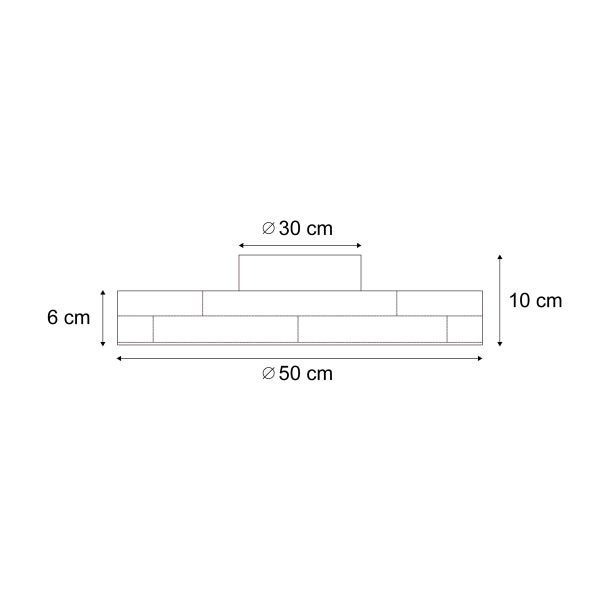 Technische Zeichnung eines Pflanzgefäßes mit den Maßen 50 Zentimeter Durchmesser unten, 30 Zentimeter Durchmesser oben und 6 Zentimeter Höhe.