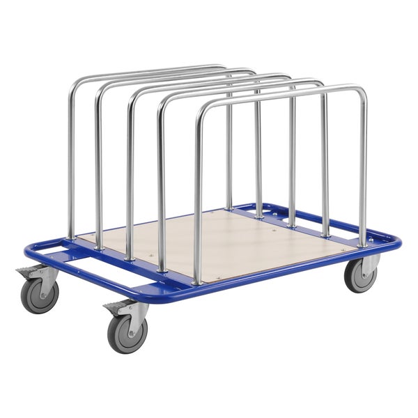 Transportwagen mit Holzplatte und Metallbügeln