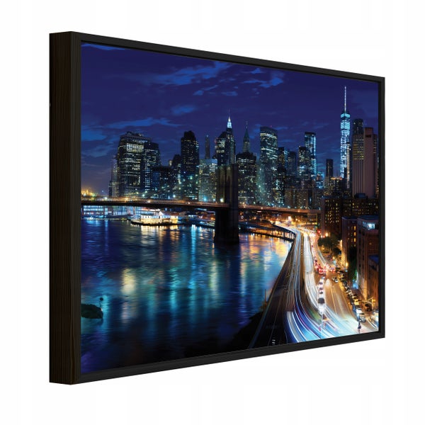 Gerahmtes Wandbild mit Stadtansicht bei Nacht