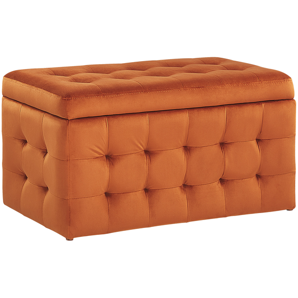 Aufbewahrungshocker MICHIGAN Samtstoff Orange