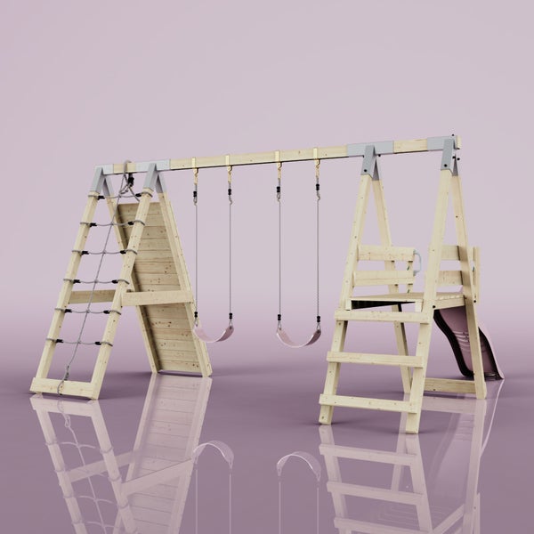 OutdoorToys Klettergerüst Frosch aus Holz in Rosa