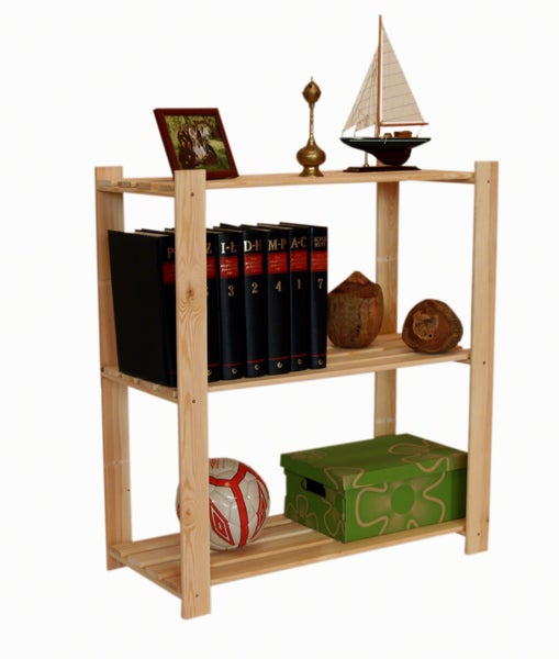 PROREGAL Holzregal Pinepeak HxBxT 90 x 80 x 38 cm 3 Fachboden 1,2 cm Dickes Kiefernholz Natur