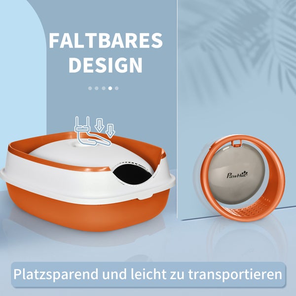 PawHut Katzenklo, 52L x 41B x 38H cm, Kunststoff, Weiß+Orange
