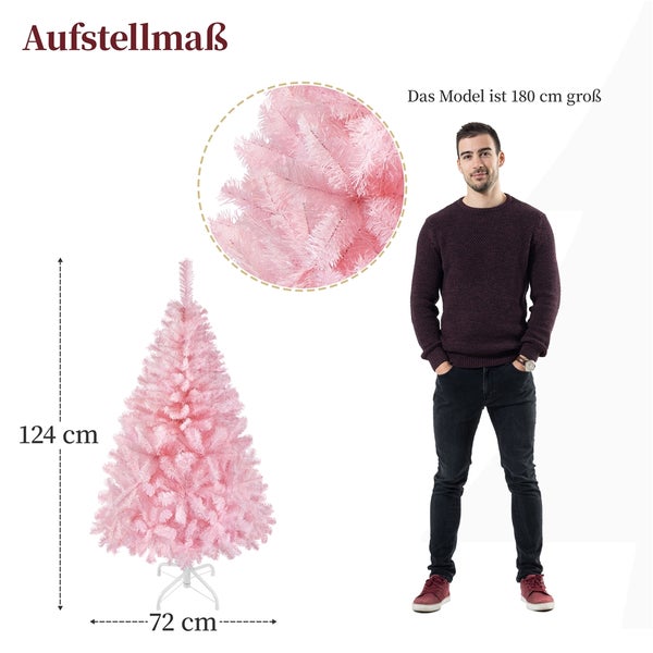 Yaheetech 124 cm Künstlicher Weihnachtsbaum , Rosa