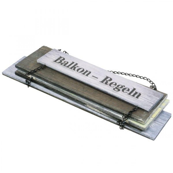 Dekoratives Schild Balkonregeln mit Kette zum Aufhängen