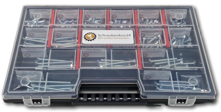 Sechskantschrauben Sortiment M5 // 6mm-60mm 300 tlg Schraubenbox DIN 933/ISO4017 Vollgewindeschrauben Maschinenschrauben Gewindeschrauben Sechskantschrauben