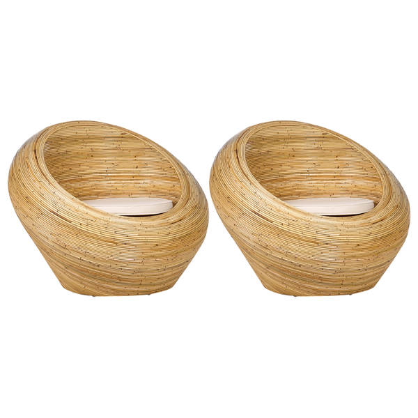 Gartensessel 2er Set MAIORI Rattan Naturfarben