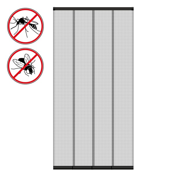 ECD Germany Insektenschutz Lamellenvorhang Türvorhang für Türen - 100x220 cm - individuell kürzbar - 4-teiliger Vorhang - mit randverstärkten Fiberglas-Lamellen - Fliegengitter Insektenschutz Vorhang