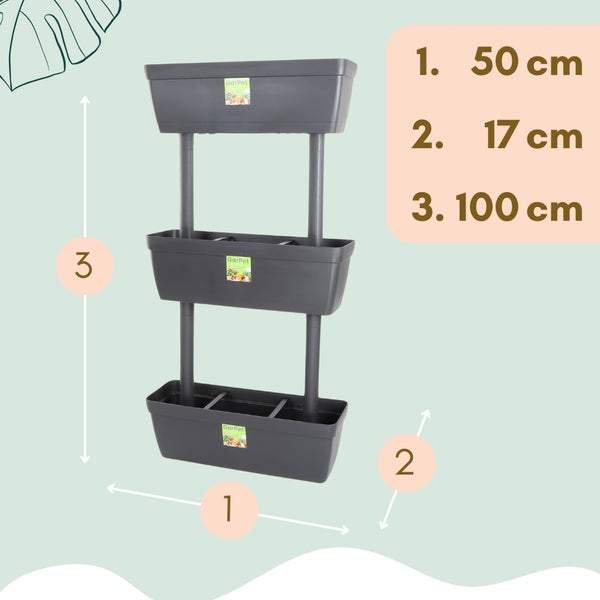 3er Set Pflanzkübel mit Sichtschutz Pflanzkübel 100cm hoch Raumteiler hoher Blumentopf Sichtschutz Pflanzgefäß Pflanztopf Balkon Terrasse