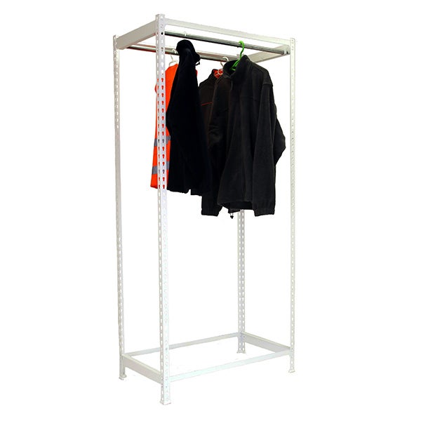 PROREGAL Kleiderstangenregal Metal Einzel HxBxT 250 x 90 x 50 cm Weiß Kleiderständer Garderobe Klamottenregal Stangenregal Regal