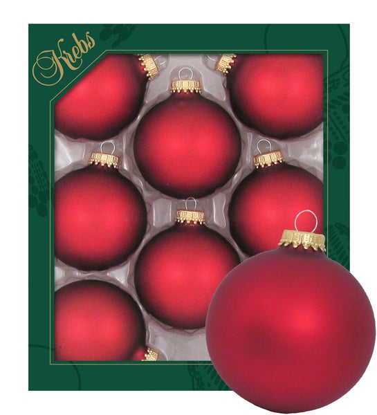 Rot matt 7cm Glaskugeln uni, 8 Stck., Weihnachtsbaumkugeln, Christbaumschmuck, Weihnachtsbaumanhänger