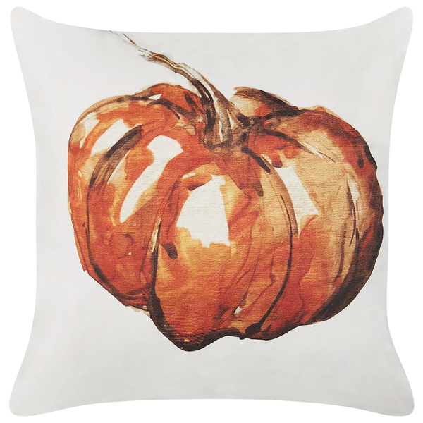 Dekokissen CURBITA Samtstoff 45 x 45 cm Beige Pflanzenmuster