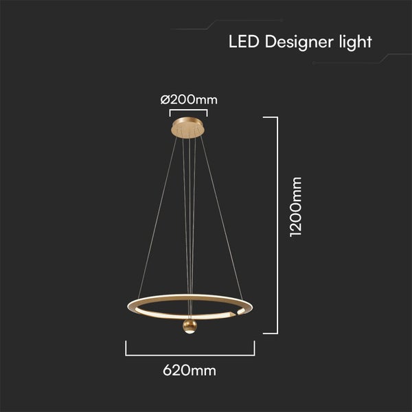 V-TAC VT-10126 - Designer-Deckenleuchten - Designer-Hängelampen - IP20 - Brush Gold - 45 Watt -