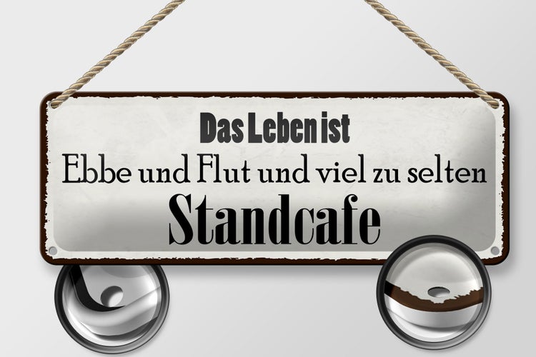 Blechschild Spruch 27x10cm Leben ist Ebbe und Flut und viel Dekoration