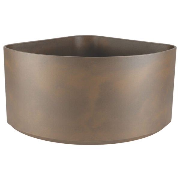 Quadratisches Pflanzgefäß aus Kunststoff mit abgerundeten Ecken in Bronze-Optik.