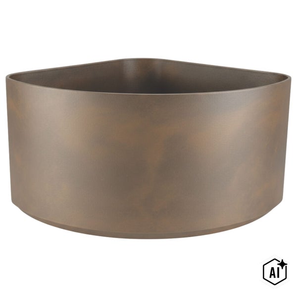 Quadratisches Pflanzgefäß aus Kunststoff mit abgerundeten Ecken in Bronze-Optik.