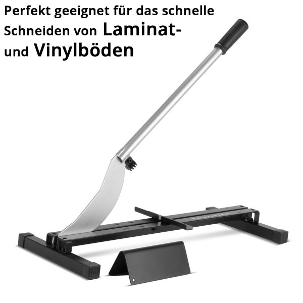 Manueller Laminatschneider und Vinylschneider mit langem Hebel, Standfuß und Materialauflage für Bodenbeläge.