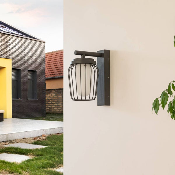 Lucande Wandleuchte außen Chandan (spritzwassergeschützt (Modern) in Schwarz aus Aluminium (1 flammig, E27) - Außenwandleuchten Wandlampe Led Außenlampe Outdoor für Außenwand/Hauswand