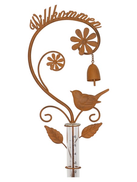 FRANK FLECHTWAREN | Gartenstecker Regensammler, METALL, GLAS, 26 x 7 x 139 cm