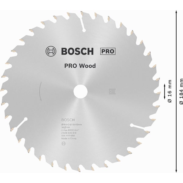 Bosch Pro Holzsägeblatt mit 184 Millimeter Durchmesser