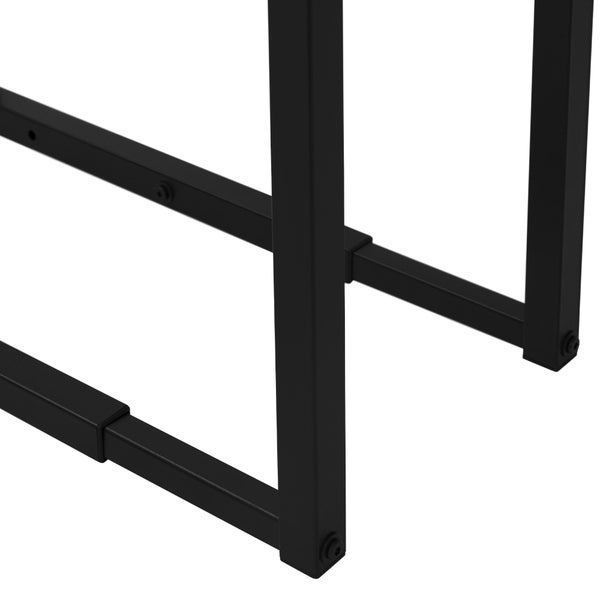 ML-Design Verstellbare Kaminholzregal Metall Schwarz, 40-65x100-150x25 cm, Kaminholzlager mit 4 Haken, Brennholzregal Stahl, Kaminholzständer Innen/Außen Kaminholzhalter Feuerholzregal für Kamin/Ofen