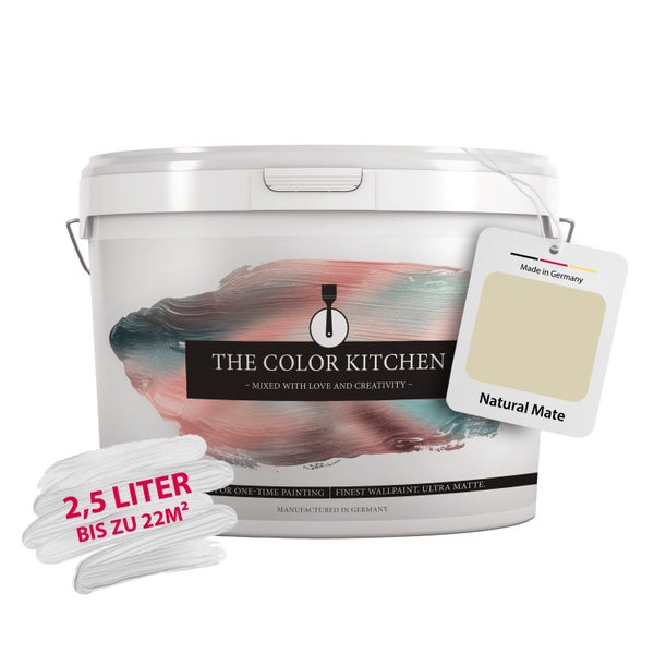 The Color Kitchen Wandfarbe Natural Mate, ultra matt, 2,5 Liter, ausreichend für circa 22 Quadratmeter.