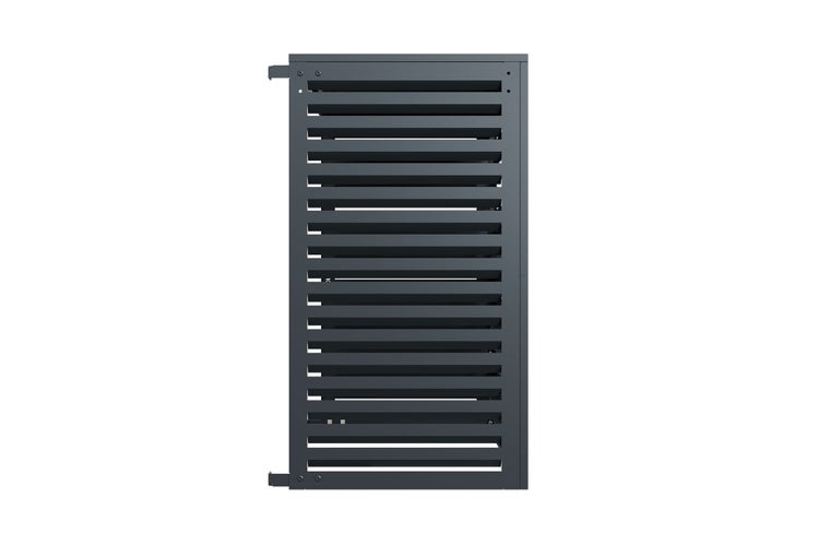 Modernes Gartentor aus Metall in Anthrazit mit horizontalen Lamellen.