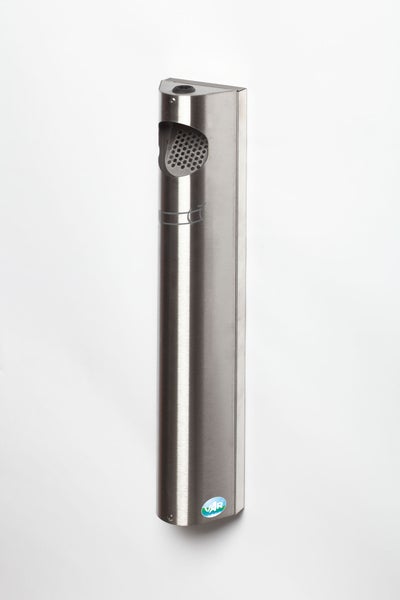 PROREGAL Praktischer Wandascher Mit Abstreifblech Wandmontage Verschließbar 3,5 Liter HxBxT 55 x 11 x 8,5 cm Edelstahl