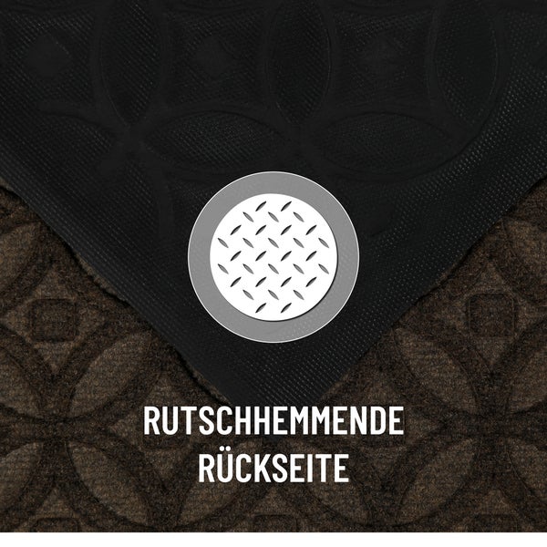 Rutschhemmende Rückseite einer Fußmatte mit strukturierter Oberfläche.