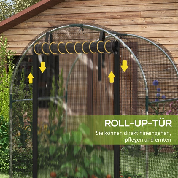 Outsunny Insektenschutznetz 1,2 x 1,2 m Gartennetz mit Tür, Pflanzenschutzzelt, Schädlingsschutznetz mit Stahlrahmen, für Garten, Balkon, HDPE, Schwarz
