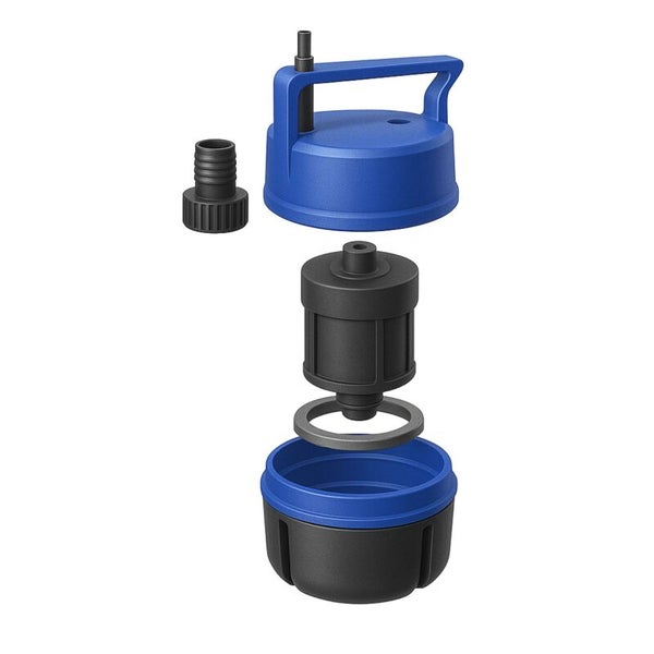 Explosionsdarstellung einer Teichpumpe mit Zubehör