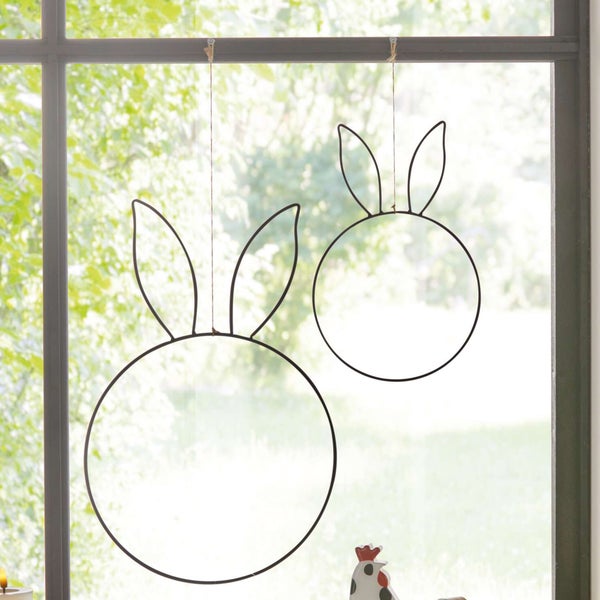 FRANK FLECHTWAREN | Dekoring Hase, 2er Set, METALL, D: 20cm, D: 30 cm