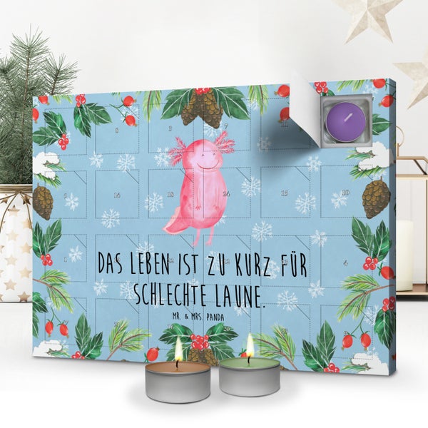 Mr. & Mrs. Panda Duftkerzen Adventskalender Axolotl Glücklich - Blau Pastell