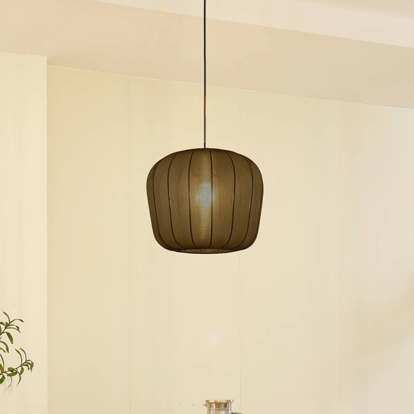 Lindby Pendelleuchte Helin (Modern) in Schwarz aus Textil (1 flammig, E27) - Hängeleuchte Esstischlampe Hängelampe Wohnzimmerleuchte