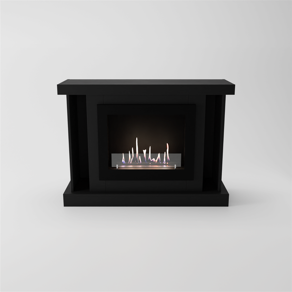 GLOW FIRE Ethanol Kamin 'Hamar' | Ethanolofen in schwarz mit 3 Std. Brenndauer und 2 KW Heizleistung | BxHxT: 120,4x88,9x38 cm