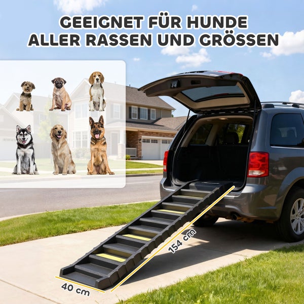 Hunderampe für Autos, 154 Zentimeter lang, 40 Zentimeter breit, geeignet für alle Hunderassen und Größen.
