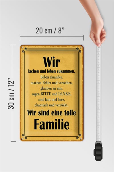 Blechschild Spruch 20x30cm wir sind eine tolle Familie