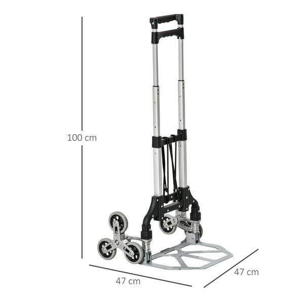 DURHAND, Treppensteiger, Sackkarre, 47L x 47B x 100H cm, Aluminum, Silber+Schwarz
