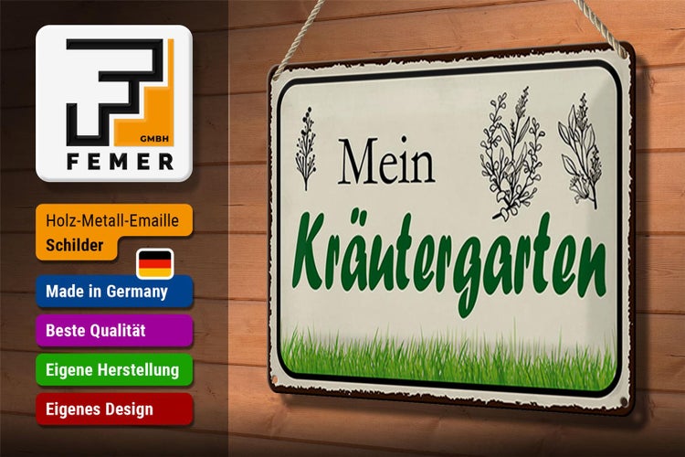 Blechschild Spruch 30x20cm mein Kräutergarten Garten